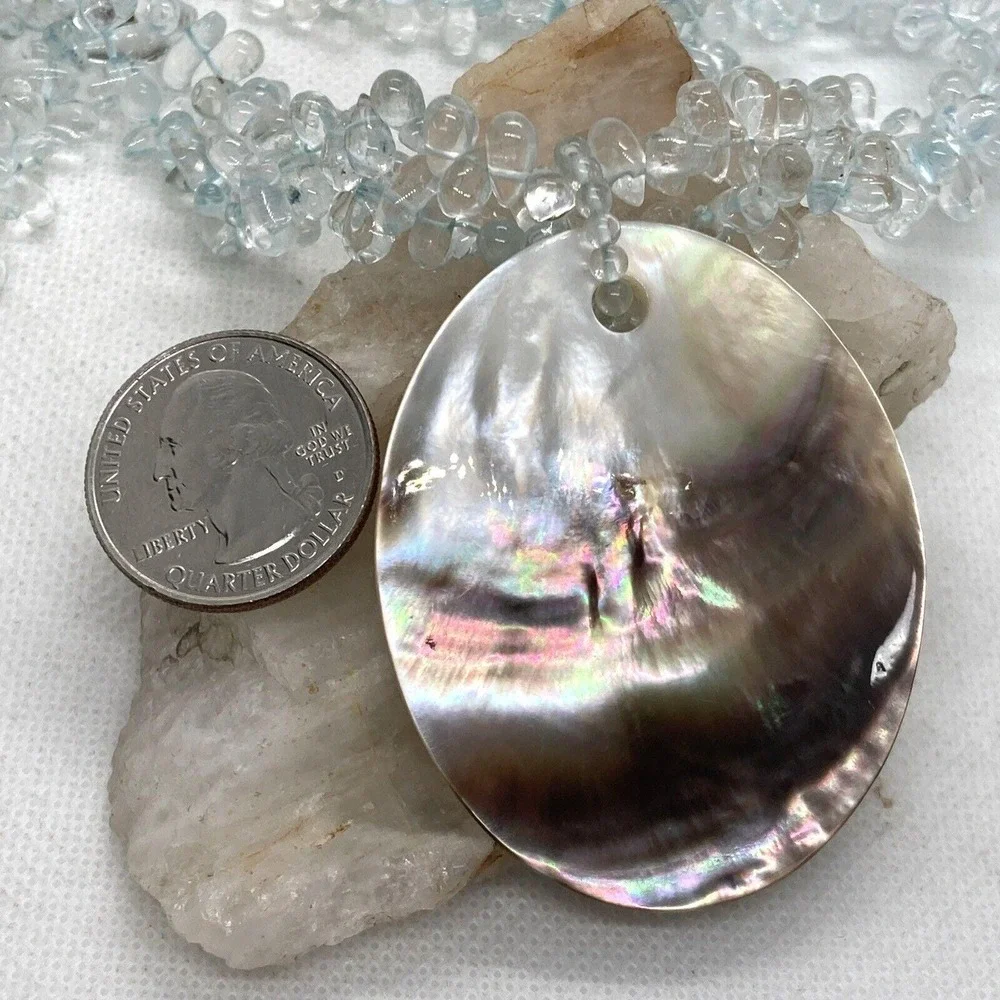 LUC Lucas Lameth‎ Ice Blue Crystal 18''- 19'' Necklace Sterling 925 Silver 67g